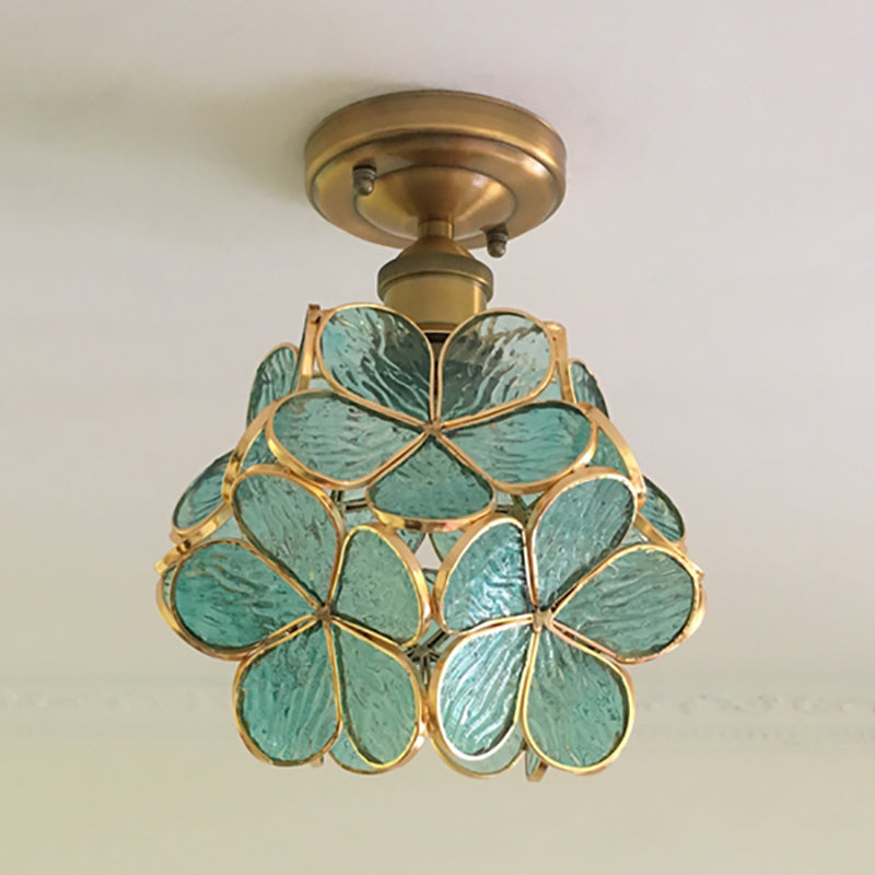 BowLift | PetalLume – Retro Glass Ceiling Lamp with Flowers