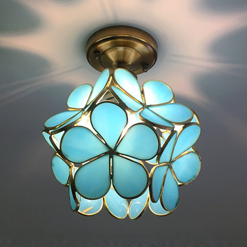 BowLift | PetalLume – Retro Glass Ceiling Lamp with Flowers