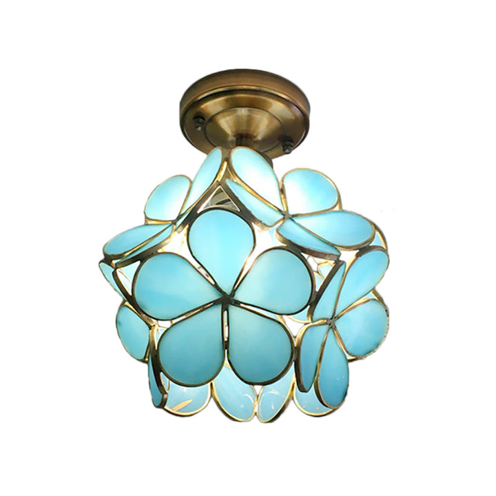 BowLift | PetalLume – Retro Glass Ceiling Lamp with Flowers