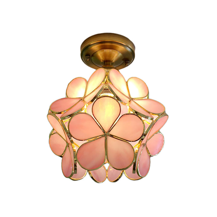 BowLift | PetalLume – Retro Glass Ceiling Lamp with Flowers