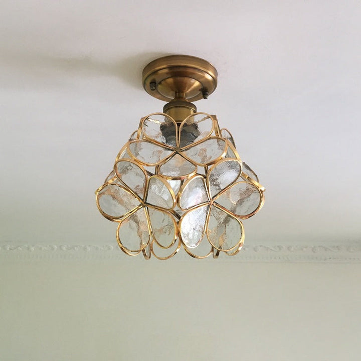 BowLift | PetalLume – Retro Glass Ceiling Lamp with Flowers