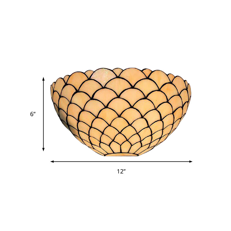 BowLift | Beige Fish Slide Lamp Traditional Feathered Glass 1 Light Wall Mount Lamp for Bedroom