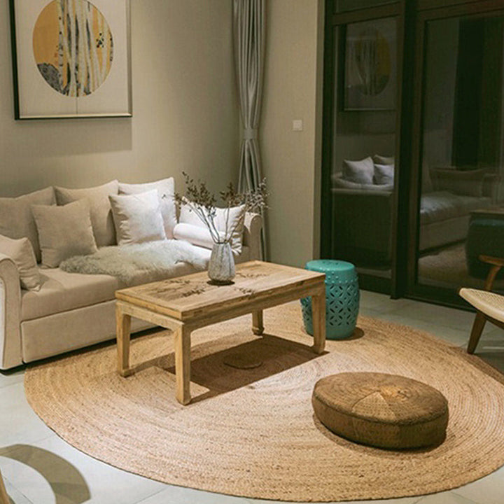 BowLift | Brown simple rug jute rural rug washable non-slip pet-friendly rug for the living room