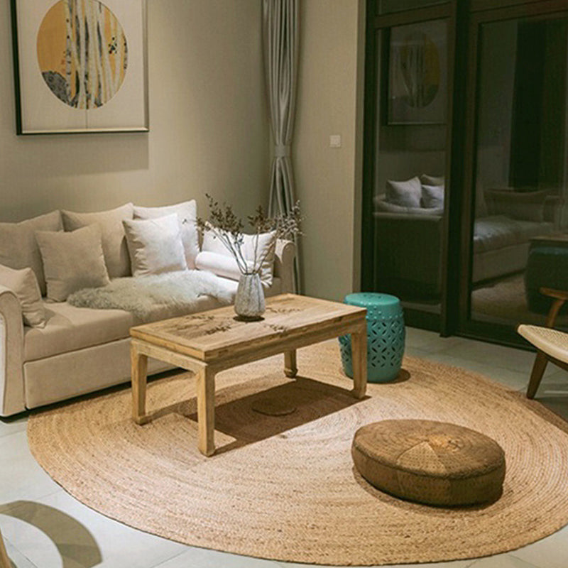 BowLift | Brown simple rug jute rural rug washable non-slip pet-friendly rug for the living room