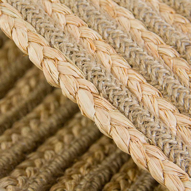 BowLift | Country Circle Pattern Rug Brown Sisal Carpet Non-Slip Back Washable Pet-Friendly Carpet for Home