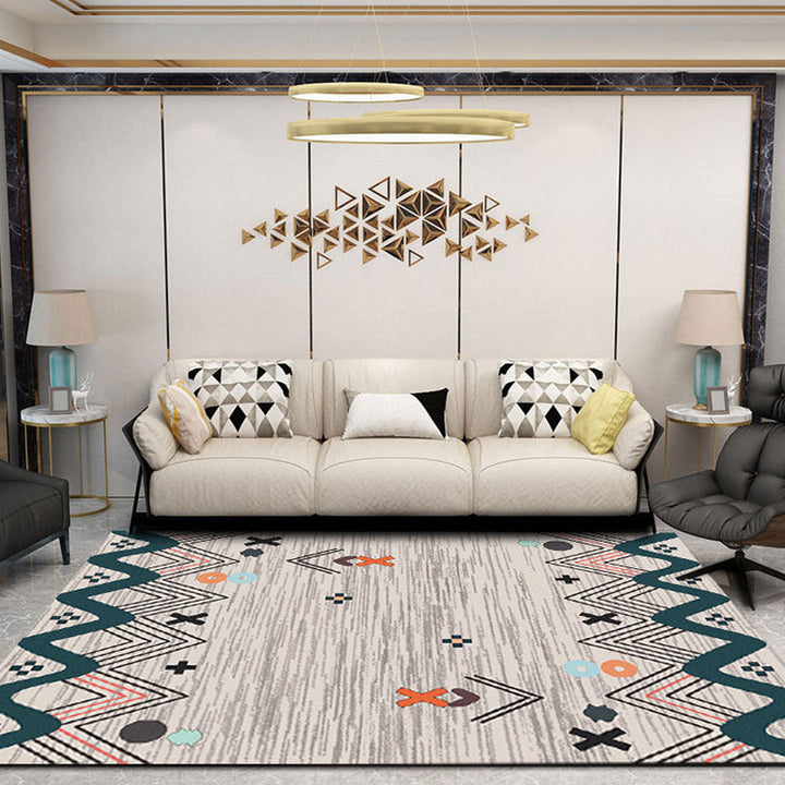 BowLift | Colorful Tribal Pattern Carpet Polyester Southwestern Rug Washable Non-Slip Pet-Friendly Rug for Bedroom