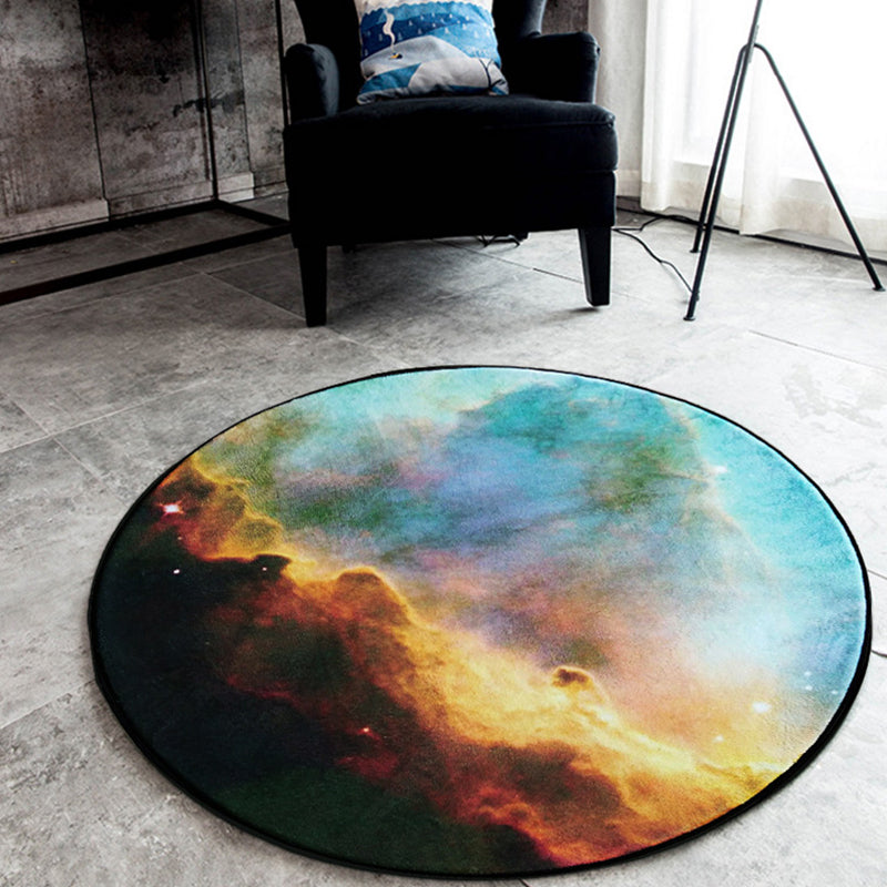 BowLift | Black Galaxy Pattern Rug Polyester Novelty Rug Washable Non-Slip Pet Friendly Area Rug for Bedroom