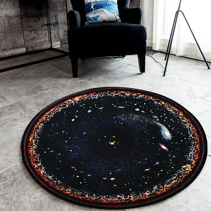 BowLift | Black Galaxy Pattern Rug Polyester Novelty Rug Washable Non-Slip Pet Friendly Area Rug for Bedroom