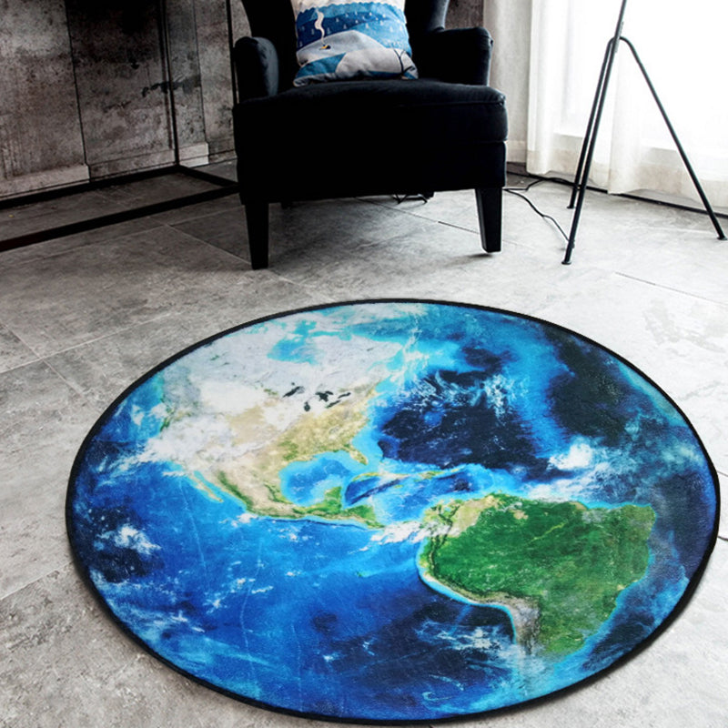 BowLift | Nordic Planet Pattern Carpet Gray and Black Polyester Carpet Non-Slip Back Washable Pet-Friendly Carpet for Home