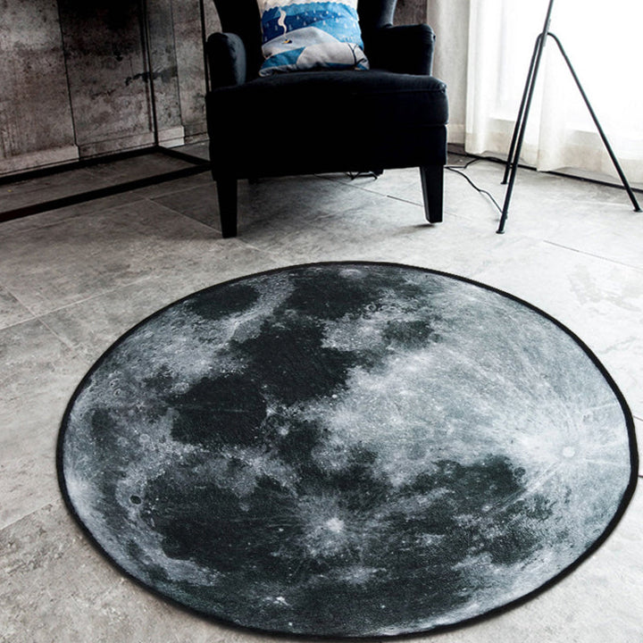 BowLift | Nordic Planet Pattern Carpet Gray and Black Polyester Carpet Non-Slip Back Washable Pet-Friendly Carpet for Home