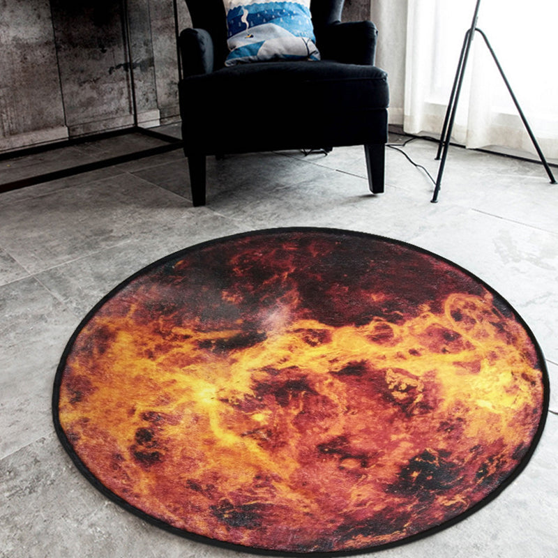 BowLift | Nordic Planet Pattern Carpet Gray and Black Polyester Carpet Non-Slip Back Washable Pet-Friendly Carpet for Home