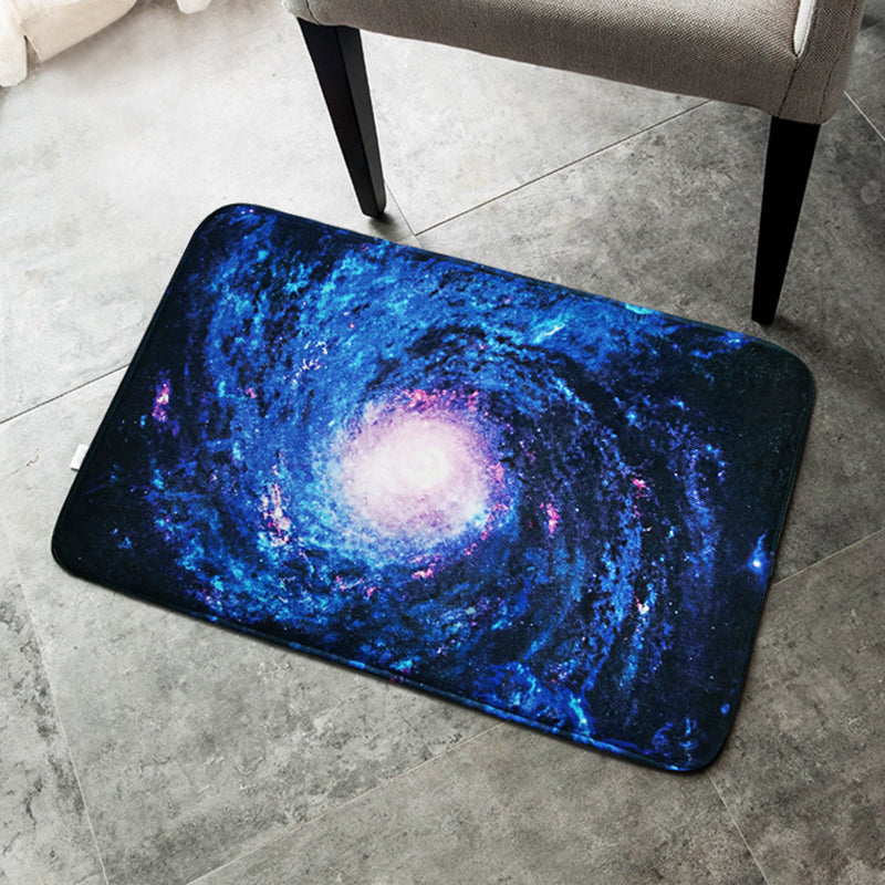 BowLift | Creative Blue Contemporary Carpet Polyester Galaxy Pattern Carpet Washable Pet-Friendly Anti-Slip Rug for Children's Room