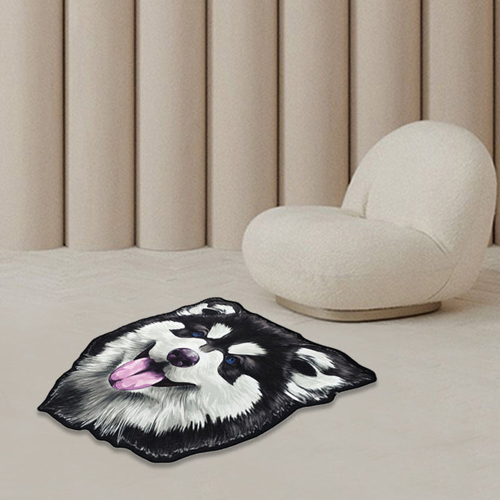 BowLift | Creative Brown Contemporary Carpet Polyester Dog Pattern Rug Washable Pet Friendly Non-Slip Carpet for Kids Room