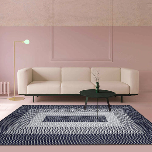 BowLift | Unique Rustic Floor Mat Cotton Geometric Pattern Rug Washable Pet Friendly Non-Slip Carpet for Living Room