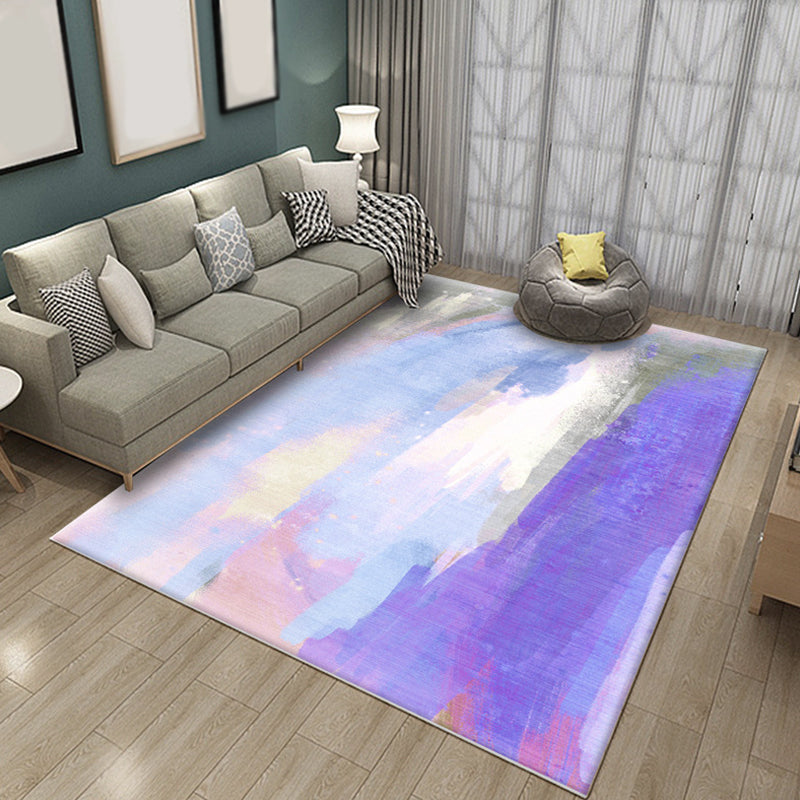 Funky Brush Stroke Pattern Rug Multicolor Modernism Rug Polyester Pet Friendly Washable Non-Slip Area Rug for the Bedroom | Bowlift