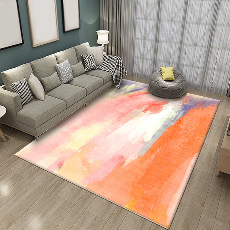 Funky Brush Stroke Pattern Rug Multicolor Modernism Rug Polyester Pet Friendly Washable Non-Slip Area Rug for the Bedroom | Bowlift