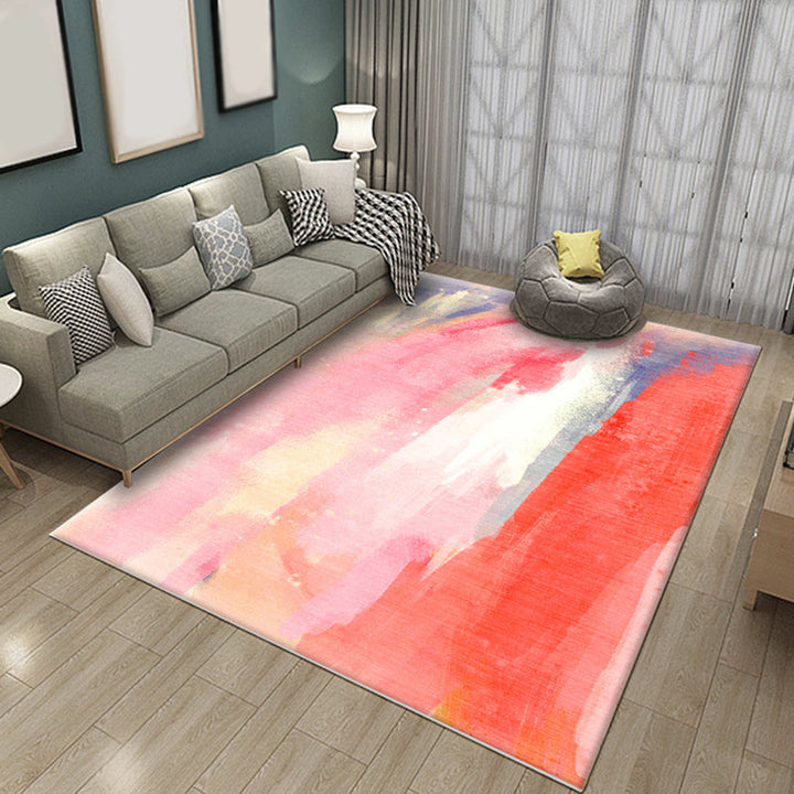 Funky Brush Stroke Pattern Rug Multicolor Modernism Rug Polyester Pet Friendly Washable Non-Slip Area Rug for the Bedroom | Bowlift