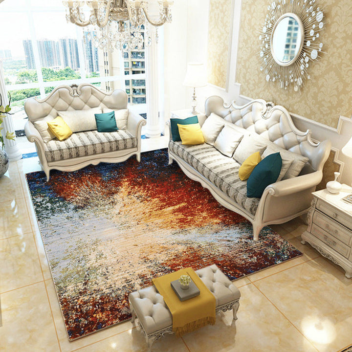BowLift | Multicolor Living Room Rug Industrial Watercolor Abstract Pattern Rug Polyester Washable Non-Slip Backing Pet-Friendly Rug