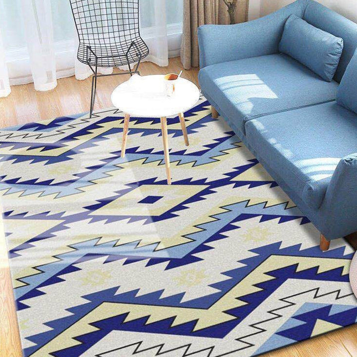 Multicolored geometric patterned rug Polyester rug Pet-friendly Washable Non-slip rug for the living room | Bowlift