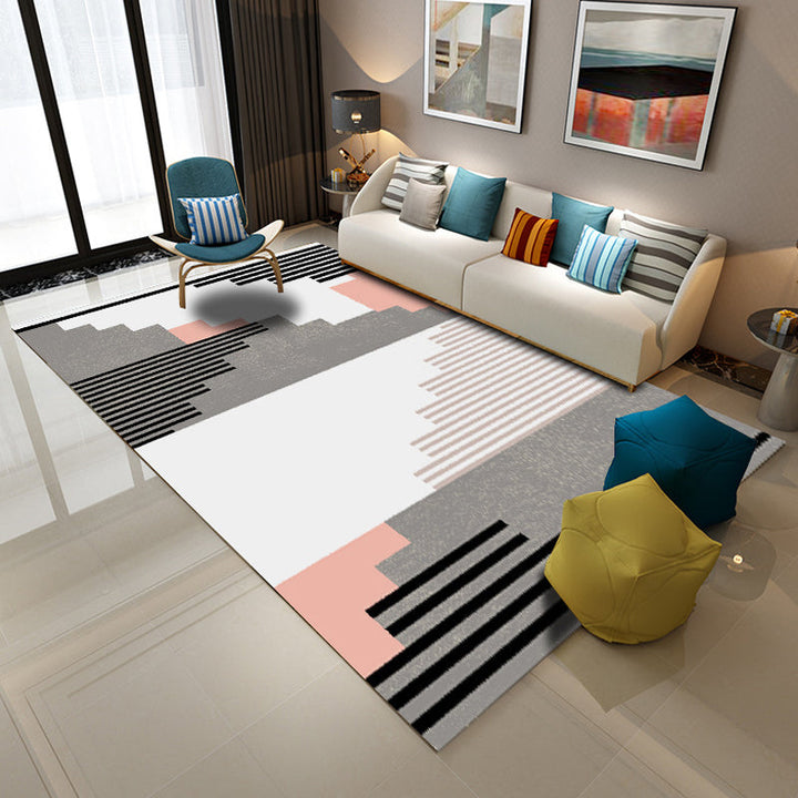 Modernist Geometric Pattern Rug Multicolor Polyester Rug Non-slip Pet-friendly Washable Rug for Living Room | Bowlift