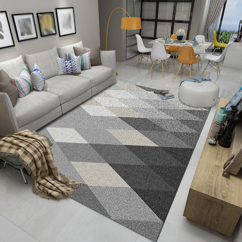 Modernist Geometric Pattern Rug Multicolor Polyester Rug Non-slip Pet-friendly Washable Rug for Living Room | Bowlift