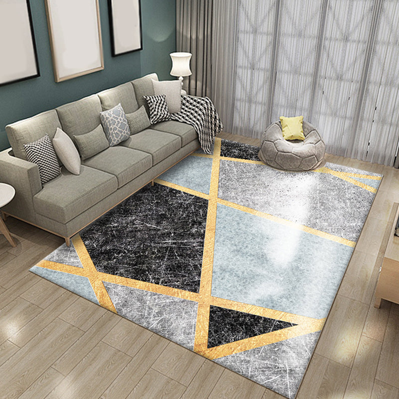 Multicolored geometric patterned rug Polyester rug Pet-friendly Washable Non-slip rug for the living room | Bowlift