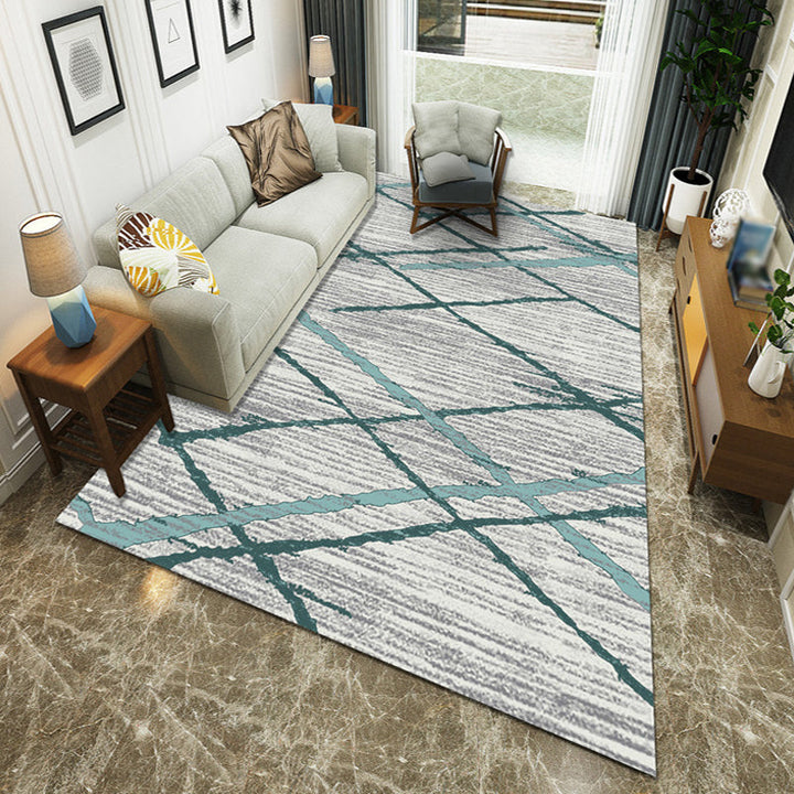 Multicolored living room rug Simple geometric pattern rug Polyester Washable Non-slip backing Pet-friendly rug | Bowlift