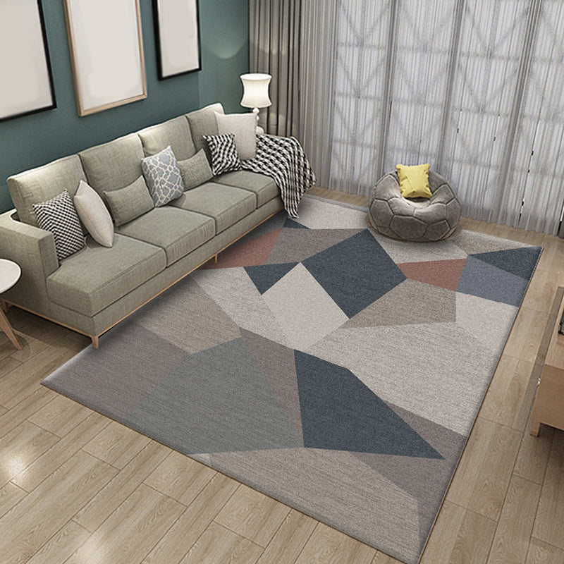Multicolored living room rug Simple geometric pattern rug Polyester Washable Non-slip backing Pet-friendly rug | Bowlift