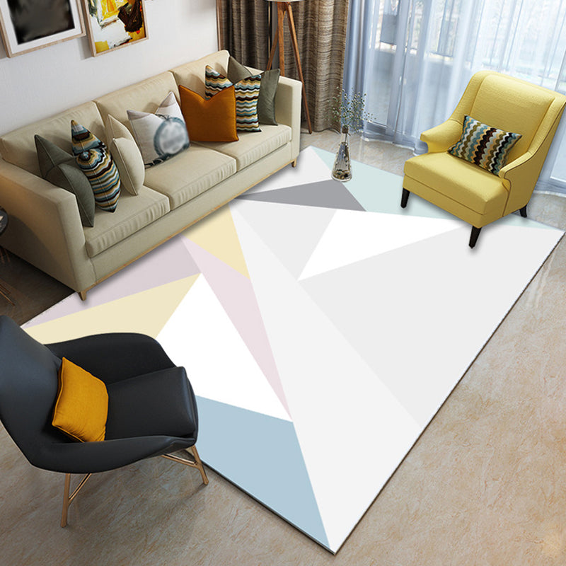 Modernist Geometric Ogee Pattern Rug Multicolor Polyester Rug Non-Slip Pet-Friendly Washable Rug for Living Room | Bowlift