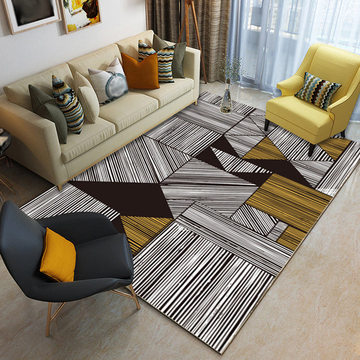 Modernist Geometric Ogee Pattern Rug Multicolor Polyester Rug Non-Slip Pet-Friendly Washable Rug for Living Room | Bowlift
