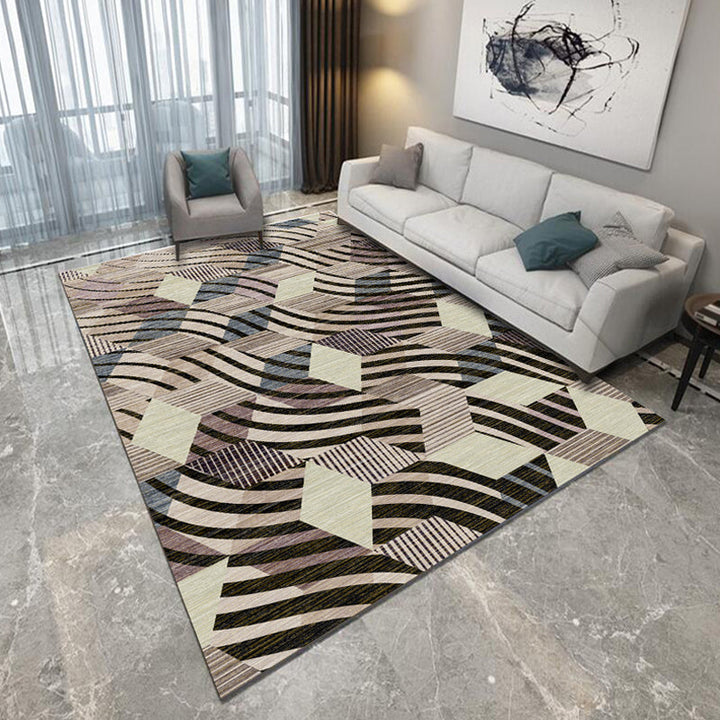 Funky geometric pattern rug Multicolor Modernism rug Polyester Pet-friendly Washable Non-slip rug for the bedroom | Bowlift
