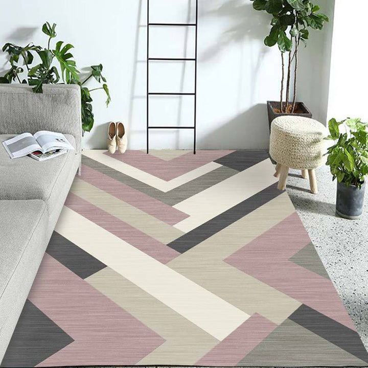 Multicolored geometric patterned rug Polyester rug Pet-friendly Washable Non-slip rug for the living room | Bowlift