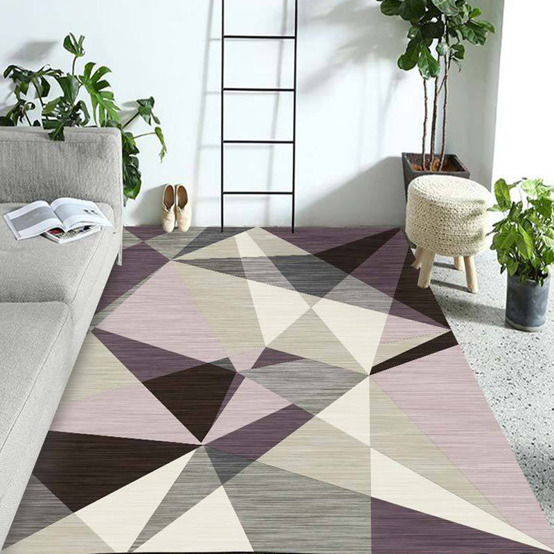 Multicolored geometric patterned rug Polyester rug Pet-friendly Washable Non-slip rug for the living room | Bowlift