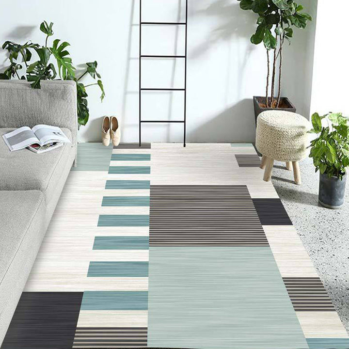 Multicolored geometric patterned rug Polyester rug Pet-friendly Washable Non-slip rug for the living room | Bowlift