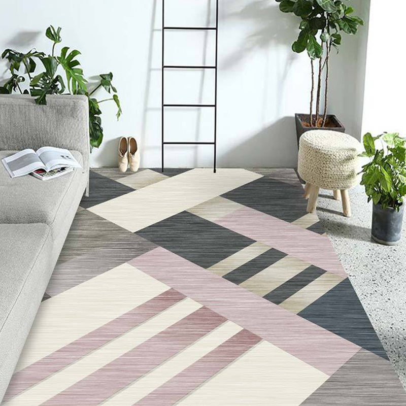 Multicolor Living Room Rug Contemporary Geometric Pattern Rug Polyester Washable Non-Slip Backing Pet-Friendly Rug | Bowlift