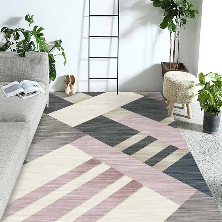 Multicolor Living Room Rug Contemporary Geometric Pattern Rug Polyester Washable Non-Slip Backing Pet-Friendly Rug | Bowlift