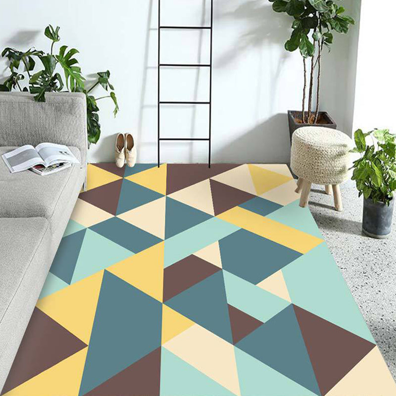 Multicolor Living Room Rug Contemporary Geometric Pattern Rug Polyester Washable Non-Slip Backing Pet-Friendly Rug | Bowlift