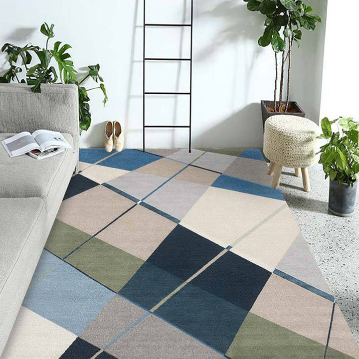 Multicolor Living Room Rug Contemporary Geometric Pattern Rug Polyester Washable Non-Slip Backing Pet-Friendly Rug | Bowlift