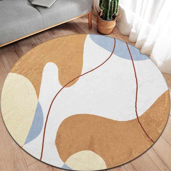 BowLift | Modernist Color Block Carpet Brown Polyester Carpet Non-Slip Pet-Friendly Washable Area Rug for Living Room