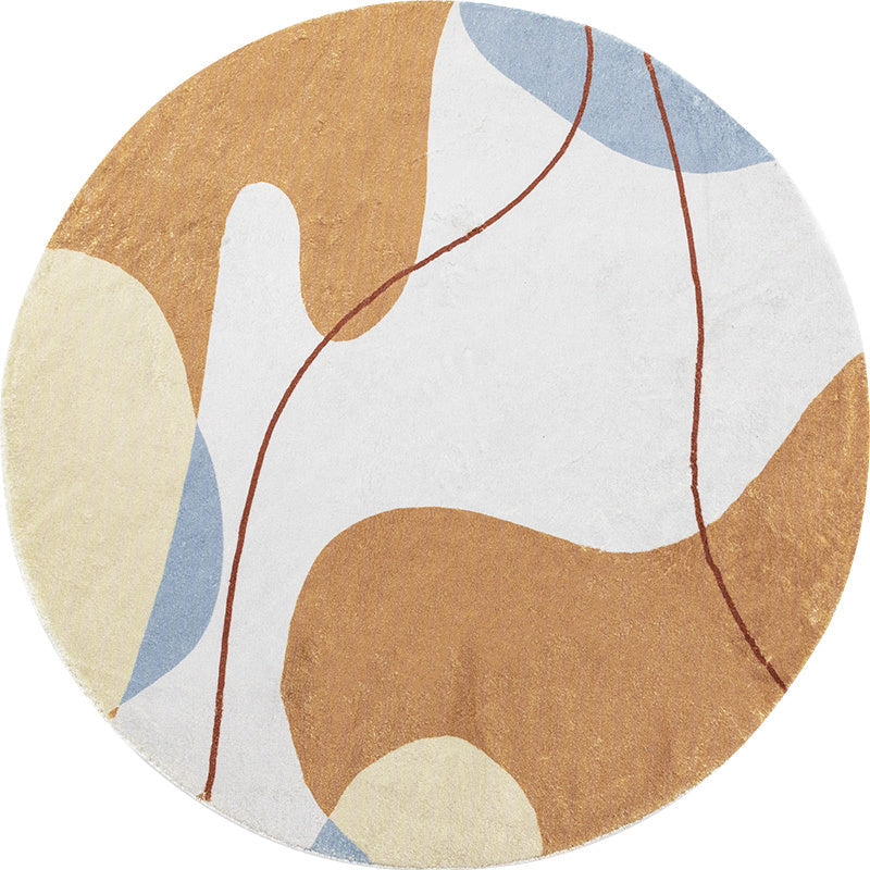 BowLift | Modernist Color Block Carpet Brown Polyester Carpet Non-Slip Pet-Friendly Washable Area Rug for Living Room
