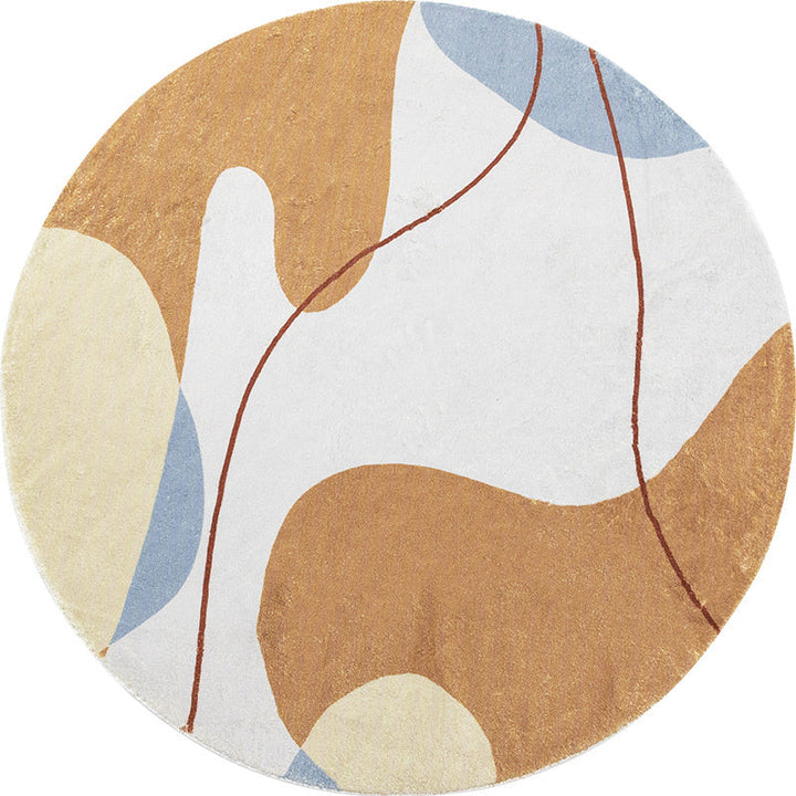BowLift | Modernist Color Block Carpet Brown Polyester Carpet Non-Slip Pet-Friendly Washable Area Rug for Living Room
