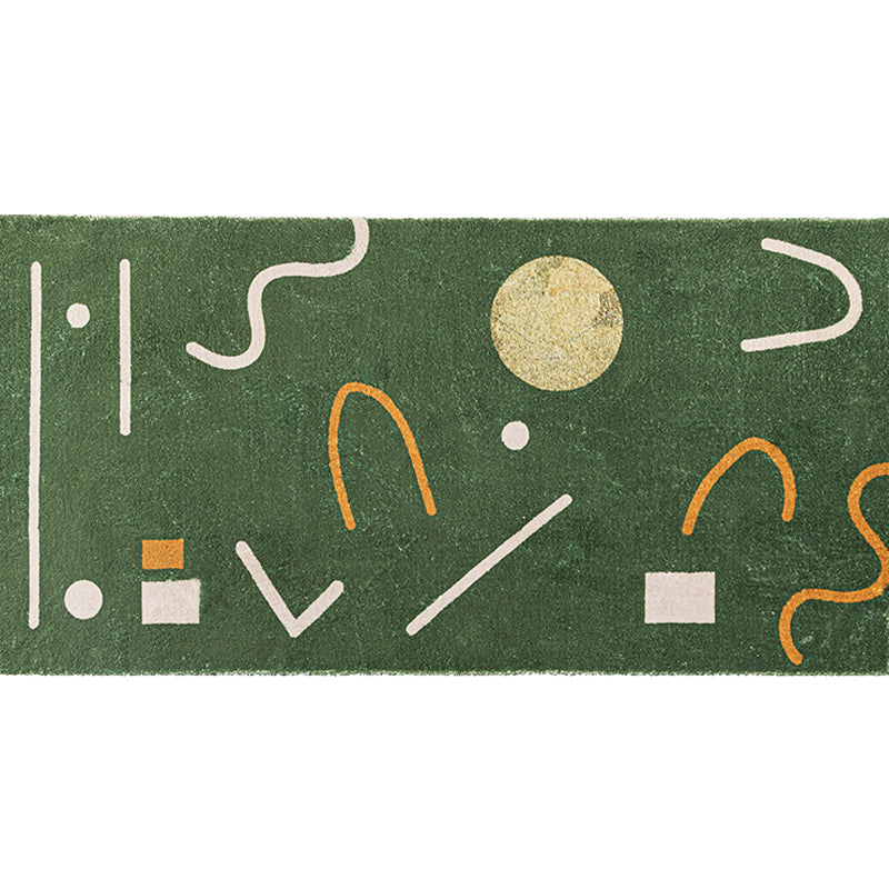 BowLift | Green Bedroom Carpet Minimalist Abstract Carpet Polyester Washable Non-Slip Backing Pet Friendly Carpet