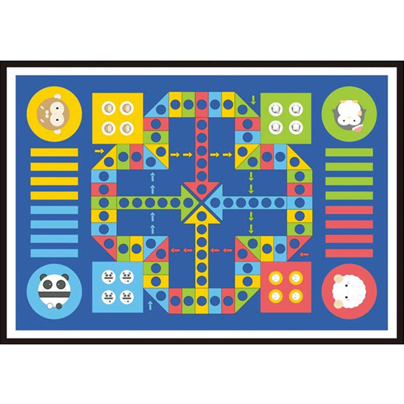 BowLift | Blue Children's Room Carpet Kids Chessboard Pattern Carpet Polyester Washable Non-Slip Backing Pet-Friendly Carpet
