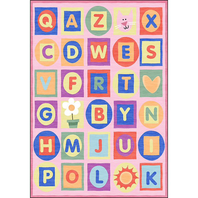 BowLift | Multicolor Kids Rug Letter Pattern Rug Polyester Washable Non-Slip Bottom Pet-Friendly Rug
