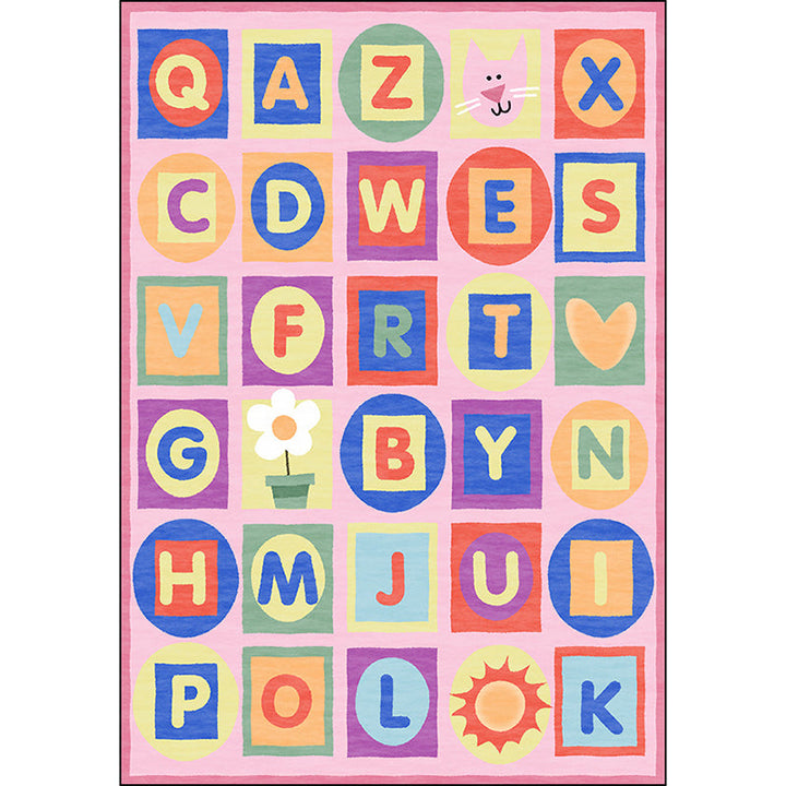 BowLift | Multicolor Kids Rug Letter Pattern Rug Polyester Washable Non-Slip Bottom Pet-Friendly Rug
