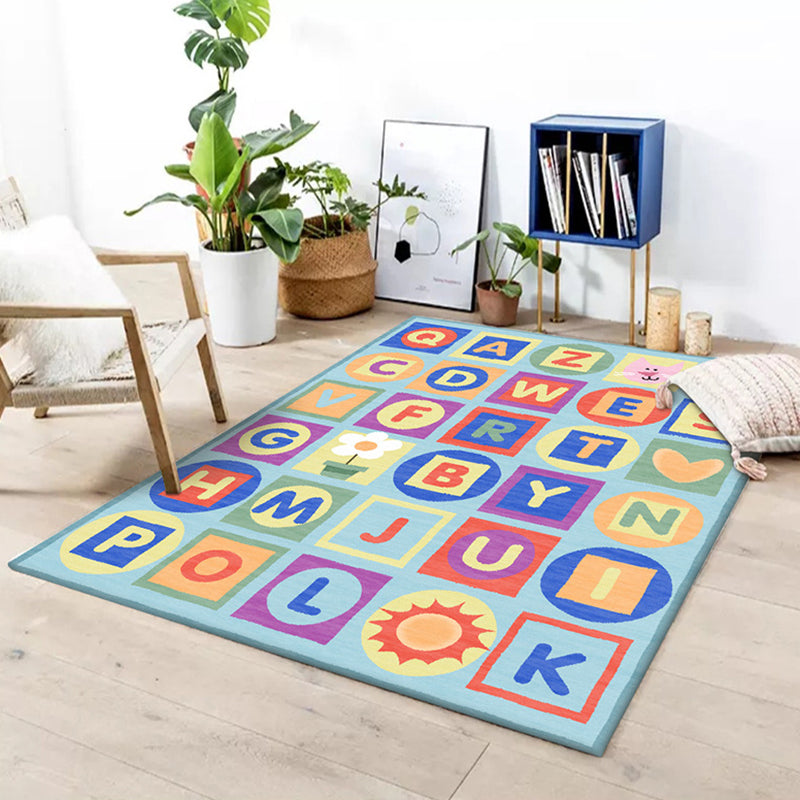 BowLift | Multicolor Kids Rug Letter Pattern Rug Polyester Washable Non-Slip Bottom Pet-Friendly Rug