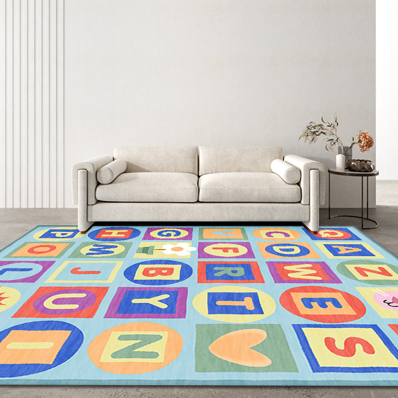 BowLift | Multicolor Kids Rug Letter Pattern Rug Polyester Washable Non-Slip Bottom Pet-Friendly Rug