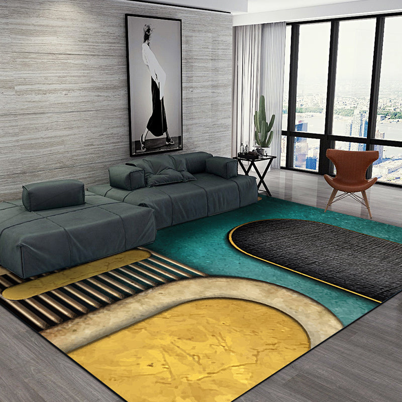 BowLift | Multicolour Bedroom Rug Contemporary Color Block Rug Polyester Washable Non-slip Underlay Pet Friendly Rug
