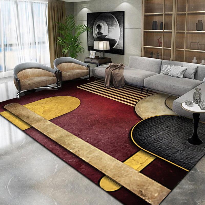 BowLift | Multicolour Bedroom Rug Contemporary Color Block Rug Polyester Washable Non-slip Underlay Pet Friendly Rug