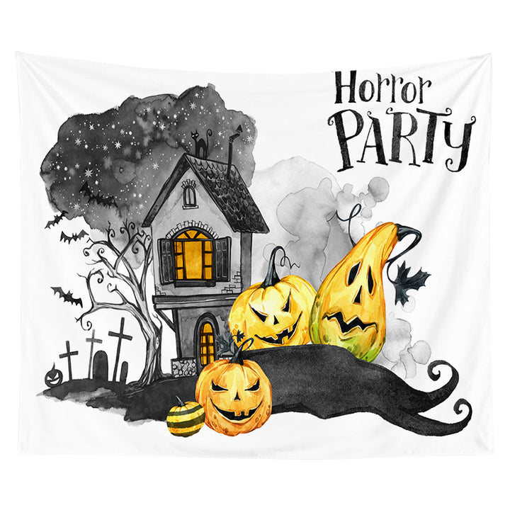 Halloween Decorative Wall Tapestry with Pumpkin Jack-O'-Lantern Print